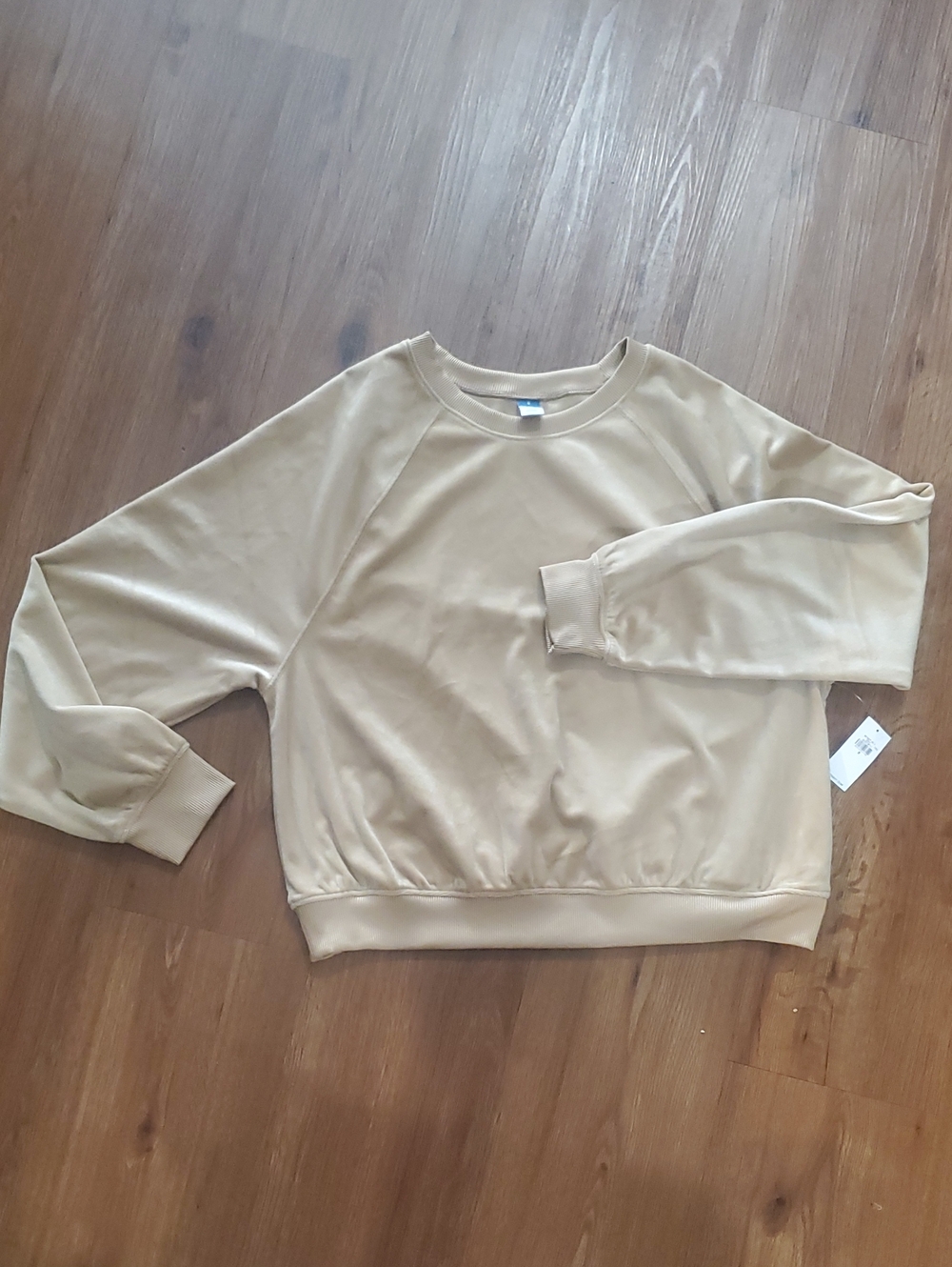 Old Navy Velour Women's Light Beige Crewneck Sweatshirt